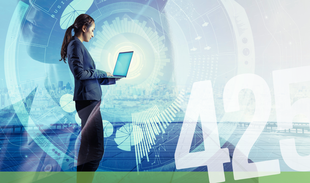 Woman with laptop Microsoft 365 Business Central